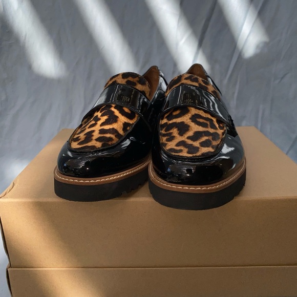 Franco Sarto Cheetah Patent Leather & Fur Penny Loafer Women's Size 10 - Picture 2 of 4